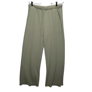 Gilli Wide Leg Knit Pants L Sage Green Built-In Shorts Stretch Waist Boho Lounge